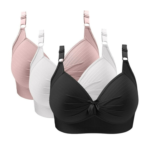 Fatuov Seamless Wireless Bras for Women Plus Size Full Coverage Soft Everyday Bras for Travel Push Up T-Shirt Bras, 3-Pack, Multicolor, 40B