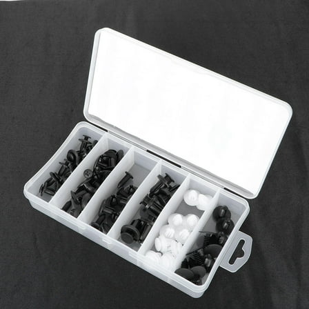 Worgeous 50Pcs Set Car Rivet Fastener Durable Plastic Push Pin Clip for Automotive Repair and Maintenance in Black