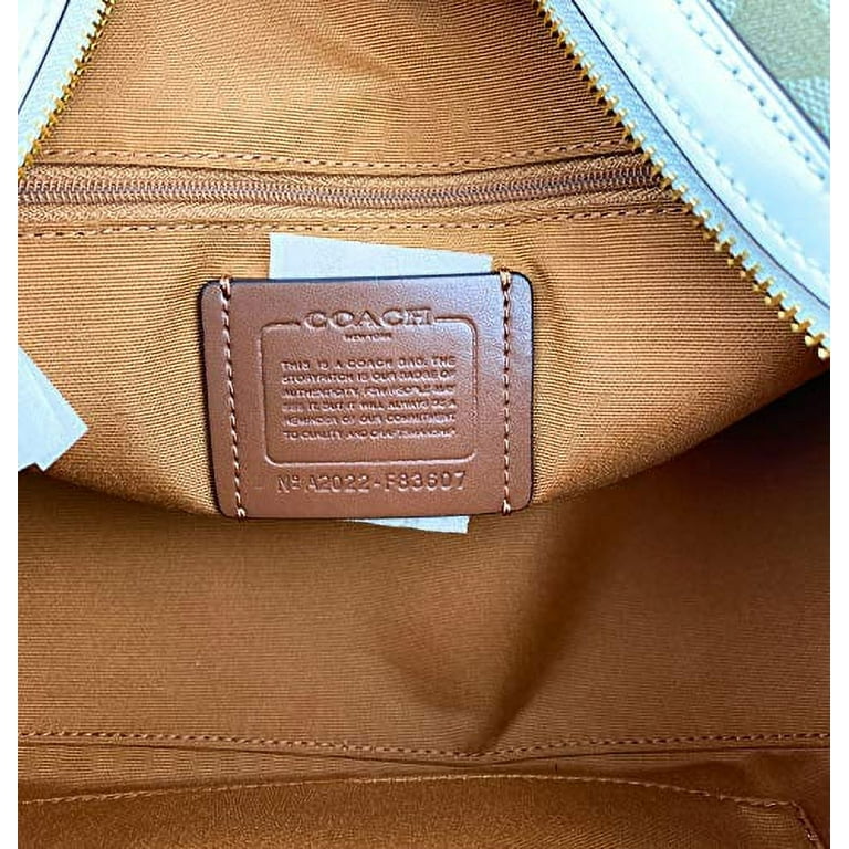 COACH Signature Canvas Rowan Satchel Handbag Purse Khaki Chalk F83607