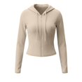 thumbnail image 4 of Zip Up Sweaters for Women Long Sleeve Hooded Drop Shoulder Knit Cardigan Hoodies Outerwear, 4 of 6