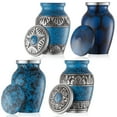 thumbnail image 2 of Reminded Small Cremation Urns for Human Ashes, Mini Keepsake Set of 4 Blue and Silver with Velvet Case, 2 of 7