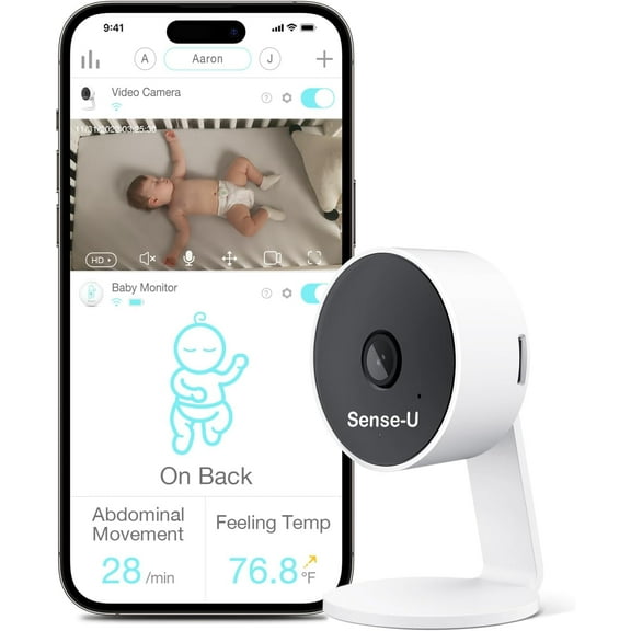 Sense-U HD Video Baby Monitor with 1080P HD WiFi Camera and Background Audio, Night Vision, 2-Way Talk, Motion Detection & No Monthly Fee (Compatible Smart Baby Monitor)