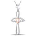 thumbnail image 2 of Diamond Princess Sterling Silver Rose-tone Womens Round Diamond Angel Cross Pendant 1/8 Cttw, 2 of 2