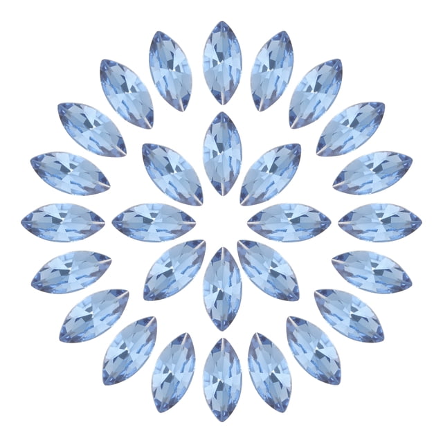 Uxcell 100Pcs Horse Eye Shape Rhinestones Glass Point Back Beads for Jewelry Making Light Blue