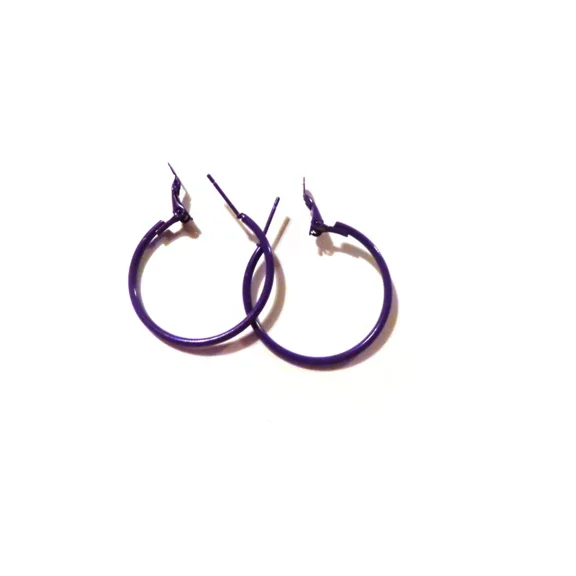 Purple Hoop Earrings Classic Thin 1 inch Hoop Earrings Small