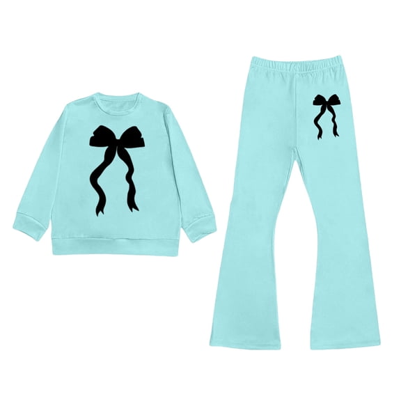 Shadoumai Girls Clothes Tween Girl 2 Piece Outfits NEW YORK Long Sleeve & Flare Pants Kids Clothing Set Sizes 8-12 Years