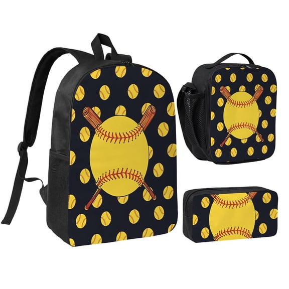 Baseball Backpack Set 3pc ，Backpack with Lunch Bag and Bag 17 Inch