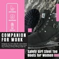 thumbnail image 4 of Steel Toe Boots for Women - Black - 9.5M| Waterproof Women's Fusion Work Boots | Leather Work Boots | Rugged Goodyear Welt Construction | Oil Resistant Outsoles & Cushioned Insoles, 4 of 7