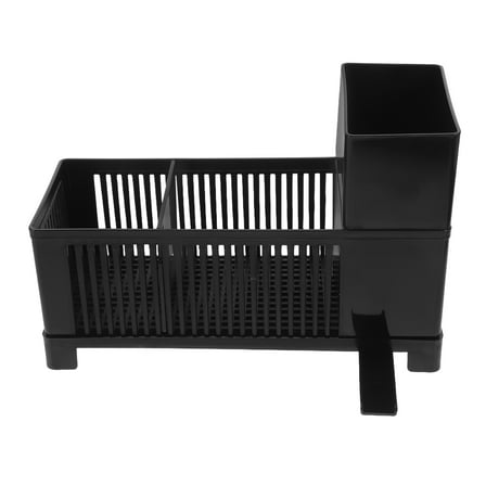 PENIKOKO Small Kitchen Dish Drying Rack Black Plastic Drainage Stand Compact 1-Pack Organizer