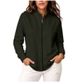 thumbnail image 3 of Josdec Women's Full Zip Sweatshirt Jacket Long Sleeve Stand Collar Dual Side Pockets Ribbed Cuff Solid Color Casual Coat Tops M-4XL, 3 of 6