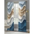 thumbnail image 5 of Beige Blue Ombre Semi Sheer Curtains 96 Inch Length 2 Panels Set, Moire Abstract Artwork Sheer Kitchen Curtain Privacy Voile Window Curtain for Living Room Bedroom Rod Pocket Drapes, 5 of 7
