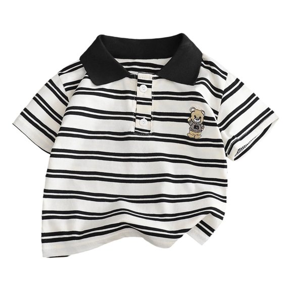 YEPGAR Toddler Boy Summer Short Sleeve T Shirts Color Block Embroidery Baby Graphic Tees For Boys (White, 9-12 Months)