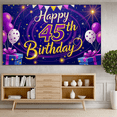 thumbnail image 6 of Glamorous Purple Themed 45th Birthday Banner with Balloons Stars and Gifts Party Backdrop Decor for Birthday Party Celebrations Photography Props Decorations, 6 of 7