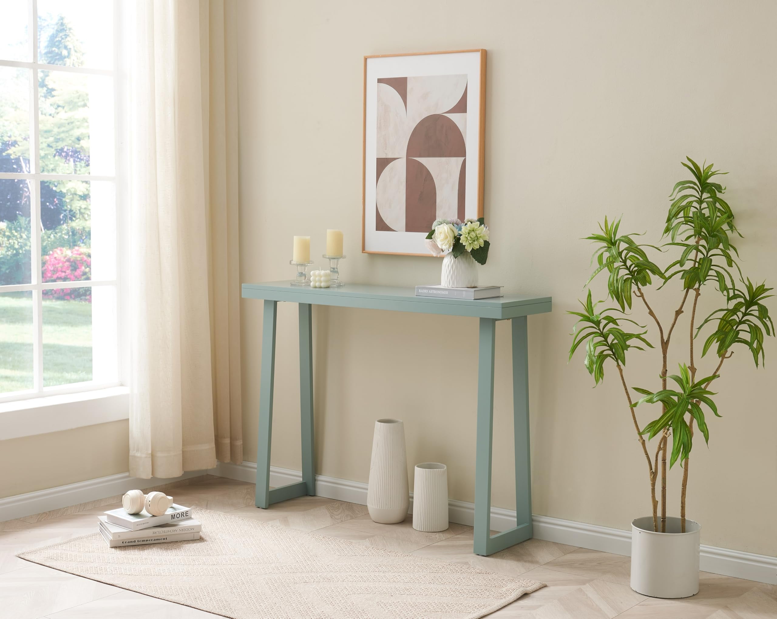 Kings Brand Furniture Claude Narrow Console Table Perfect for Sofa Table, Entryway Table for Hallway, Living Room (Ice Blue, 36 inches)