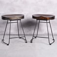 thumbnail image 3 of Set of 2 Rustic Saddle Seat Barstools with Tubular Metal Base,Retro Country Style Bar Chair,Kitchen Island Stool,Easy Assembly I Backless,with Footrest,18.5Inch, 3 of 7