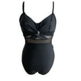 thumbnail image 5 of UTSJKR Women V Neck One Piece Swimsuit Wrapped Mesh Tummy Control Bathing Suit with Adjustable Spaghetti Straps Black 12, 5 of 5
