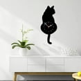 thumbnail image 3 of Cute Cat Clock With Moving Tail Silent Wall Clock For Cat Lovers Minimalist Design With Swinging Tail Battery Operated Animal Birds on A Wire Stained Glass Hanging Panel Christmas Ornament Hooks Long, 3 of 3