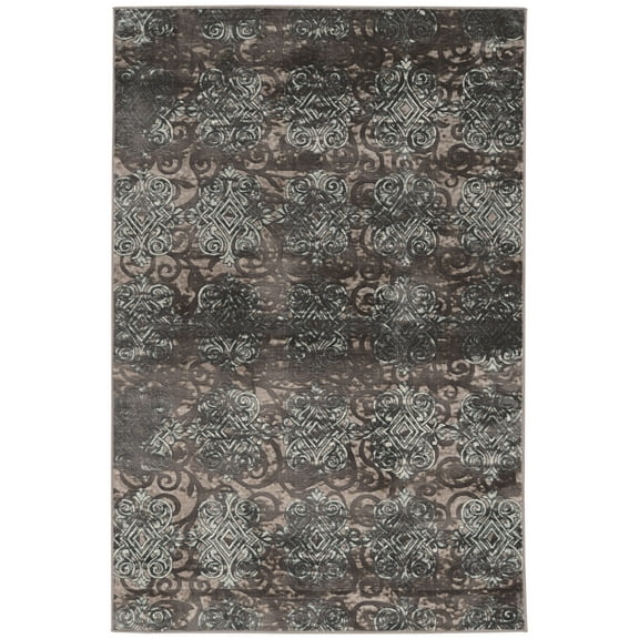 Linon Home Decor Vintage Area Rug or Runner Collection, Gray and Blue, 5' x 7.6'