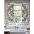 thumbnail image 3 of Sheer Curtains 63 Inches Long, Boho Blue Light Filtering Window Curtains for Living Room, Retro Tribal Traditional Distressed Printed Rod Pocket Voile Sheer Curtain Drapes, 52"W x 63"L, 2 Panels, 3 of 8