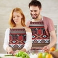 thumbnail image 3 of Red Boho Tribal Diamonds and Rectangles Apron-Garden Aprons for Women with Pockets-Cotton Linen Waterproof Kitchen Cooking Gardening Aprons Adjustable for Kitchen,Cooking,BBQ and Salon 33x27 Inch, 3 of 7