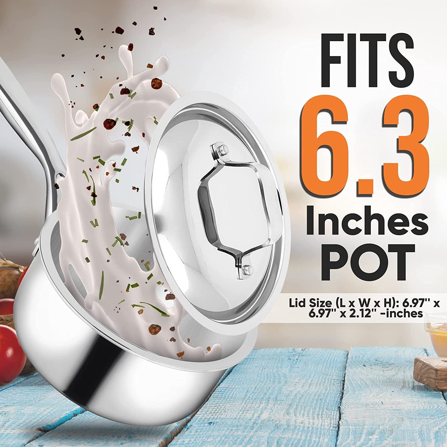 NutriChef  Sturdy and Durable Stain-Resistant 1.5 Quart Kitchen Cookware Saucepot Lid w/ Handle