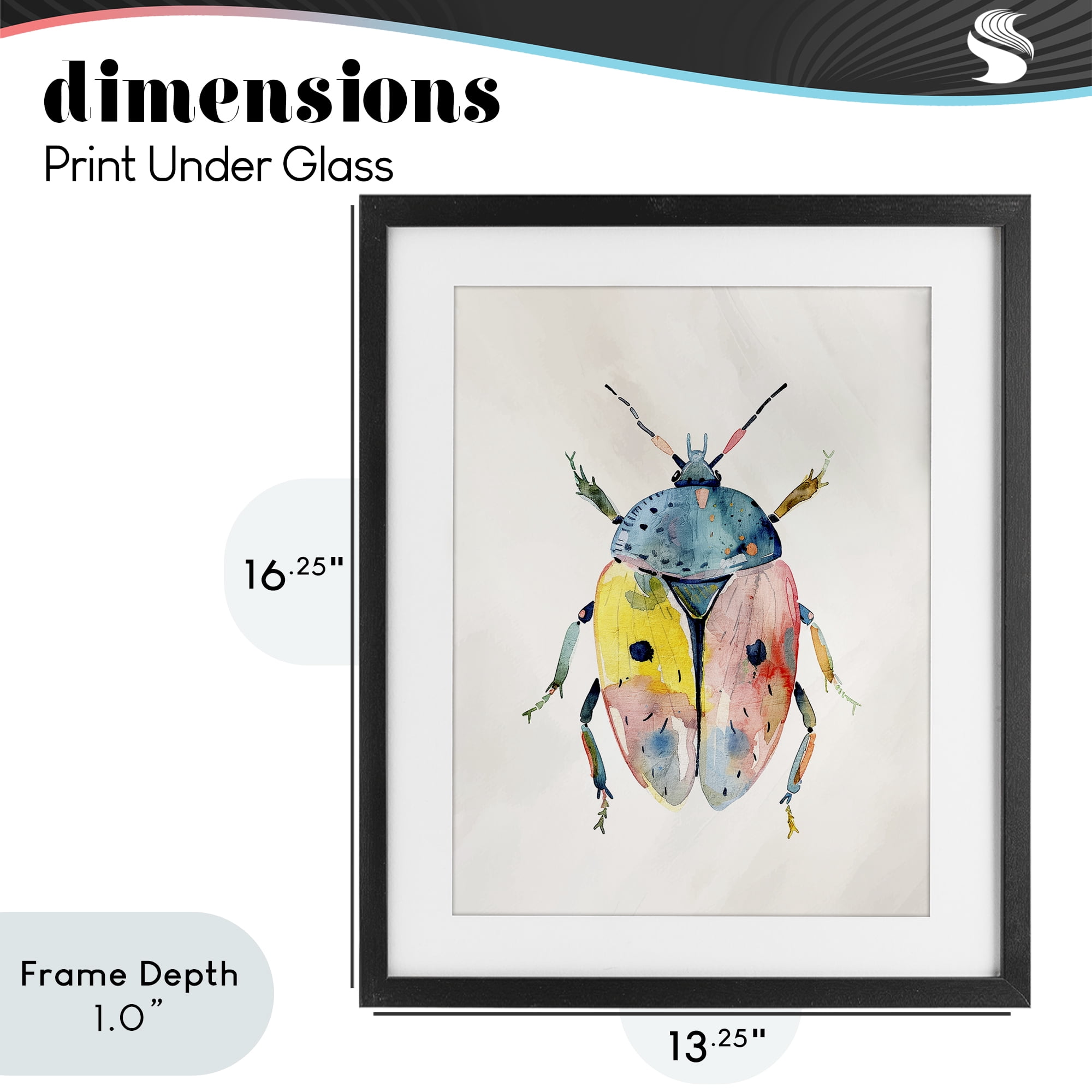 Stupell Industries Whimsical Boho Beetle Black Framed Print Under Glass, design by Kim Allen