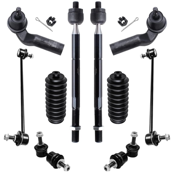 Detroit Axle - 10pc Front Suspension Kit for 2004-2009 Mazda 3, 2009 3 Sport, 2006-2017 5, 4 Tie Rods 4 Front and Rear Sway Bars 2 Boots Replacement