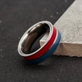 thumbnail image 2 of PAMTIER Fidget Spinner Ring for Anxiety Relief Men Women Spinner Rings Rotatable Stainless Steel Band with Blue Red Spinning Stripes Size 10, 2 of 4