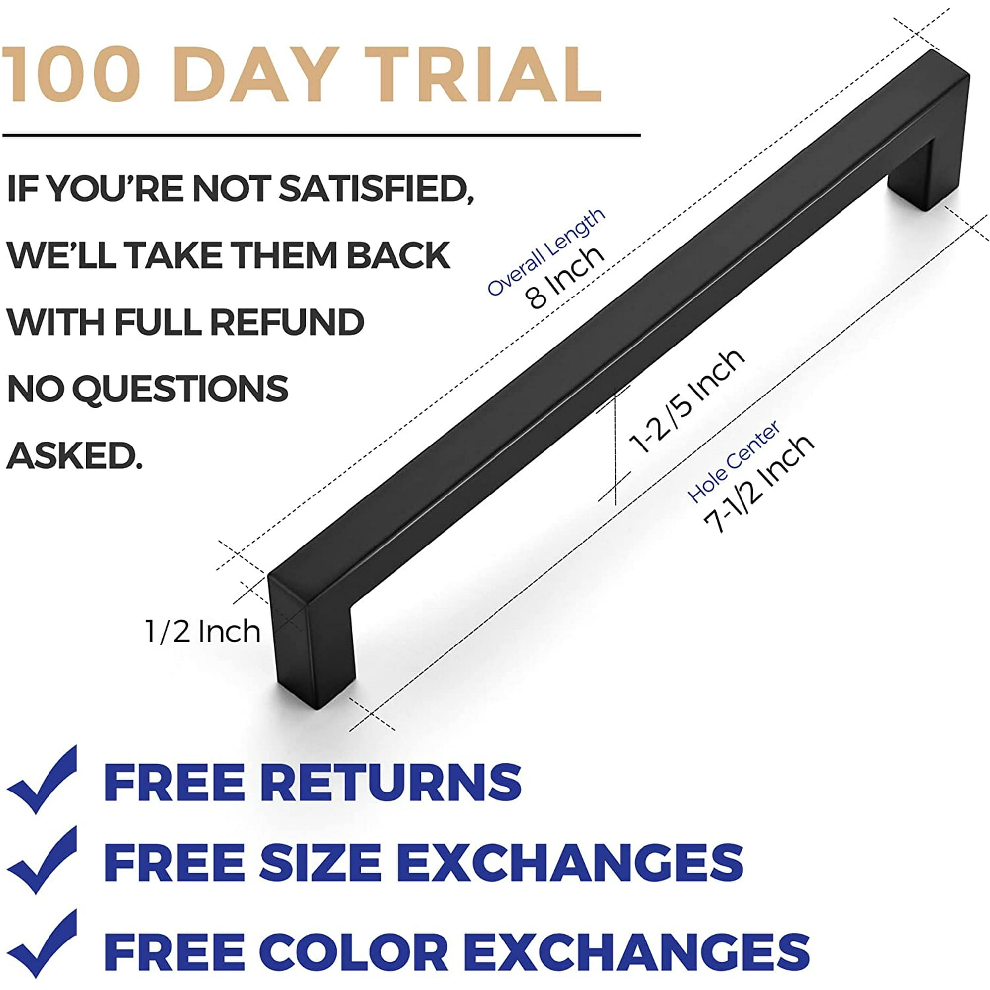 20 Pack 7 1 2 Inch Kitchen Square Handles Matte Black Pulls