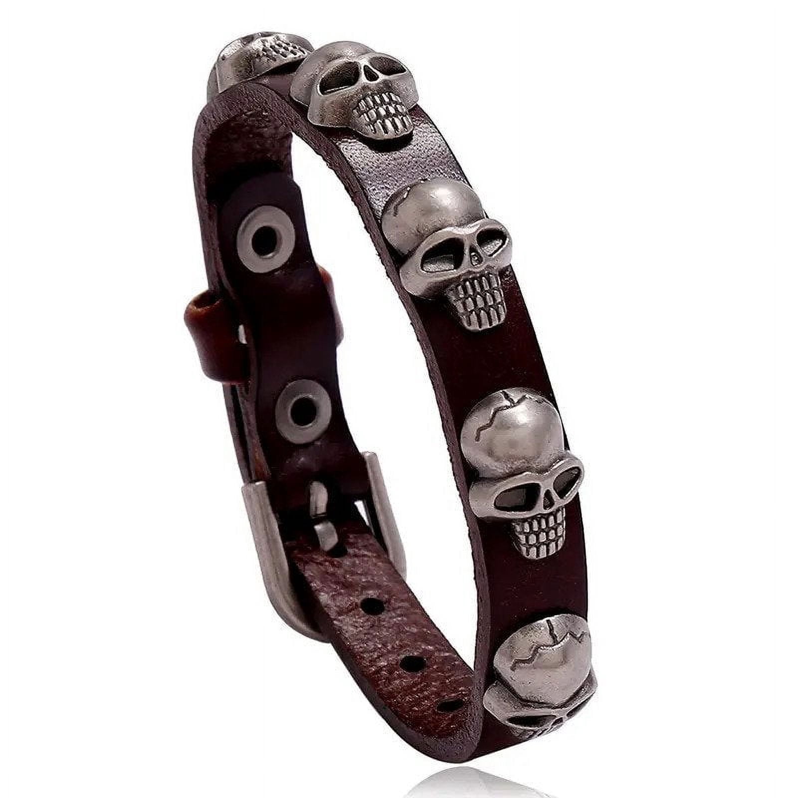 アクセサリー archive skull leather bracelet Marshal Punk Skull Leather Bracelet Hip Hop Jewelry for Men