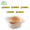 thumbnail image 2 of [250 Pack] 32oz Compostable Square Container Eco Friendly Bowls with Lids - Square Bowl Tree Free Sugarcane Bagasse Meal Prep Bento Boxes Take Out Catering Microwavable Deep Container by EcoQuality, 2 of 7