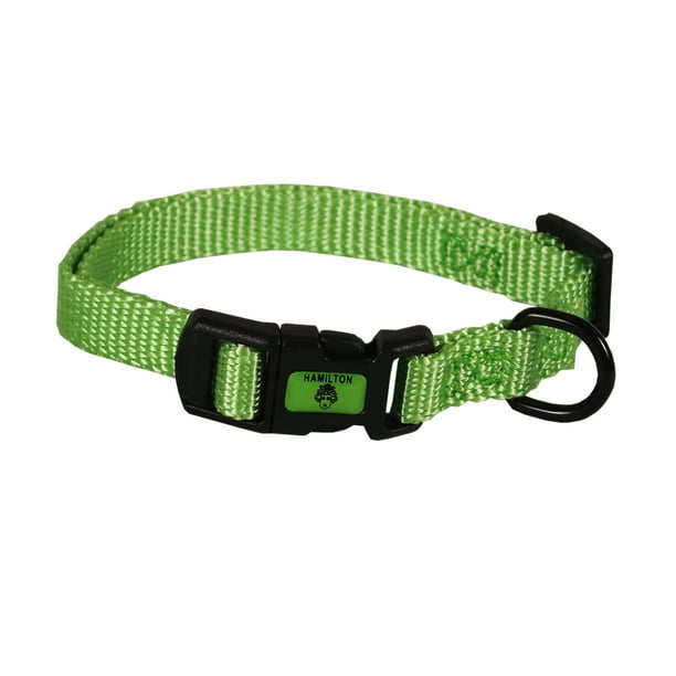 Hamilton 3/8" Adjustable 7"12" Dog Collar, Lime Green