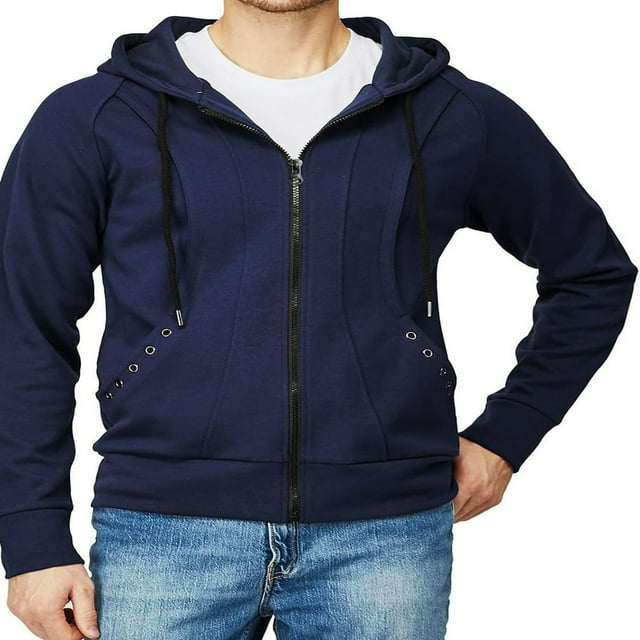 Sweat à Capuche Homme à Manches Longues à Capuche Solide Chute Veste Sweat-Shirt Zippée pour Tous les Jours