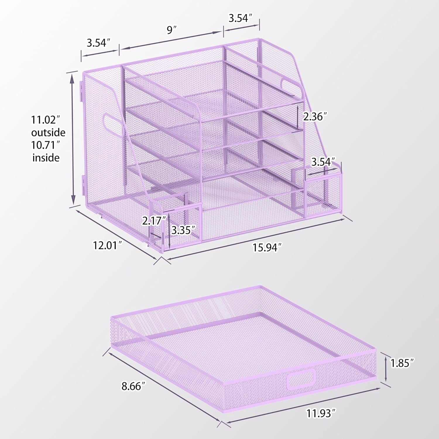 INTIGE 5-Tier Tray-style Document Rack, Desktop Document Sorter with Bookends for Home and Office