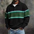 thumbnail image 5 of Atogsazn Men's Striped Button Down Sweatshirt Casual Waffle Collared Long Sleeve Pullover Sweater Fall Winter Tops Green S Fashion, 5 of 7