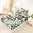 thumbnail image 4 of Homewish Bohemian Abstract Pattern Twin Sheets,Green Gray Daisy Flowers Bedding,3-Piece,1 Fitted Sheet and 1 Pillowcase, 4 of 6