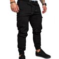 thumbnail image 1 of Pantalones joggers Greeniant para hombre con bolsillo en la cintura ajustables elásticos informales playa Negro 3XL, 1 of 6