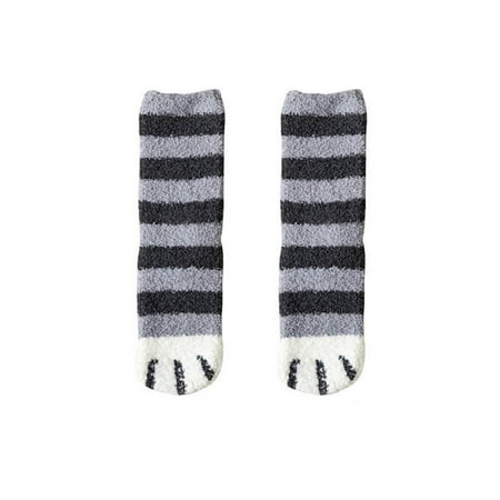 

VICOODA Cat Claw Socks Plush Cartoon Coral Velvet Socks Female woman Cat Claws Cute Soft Thick Warm Sleep Floor Socks for Autumn and Winter