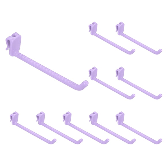 Uxcell 10 Pack Grid Wall Hooks, 4.8 Inch Grid Wall Panel Plastic Utility Hook, Shelf Hooks for Garage Store Warehouse Shop Home Hanging, Purple