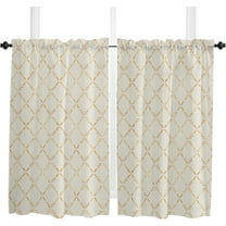 Diamond Lattice Kitchen Curtains 54 Inches Long, Autumn Leaves Rod Pocket Window Curtains Panels for Bedroom/Bathroom/Nursery, Light Filtering Treatment Curtains Drapes 42''''x54''''
