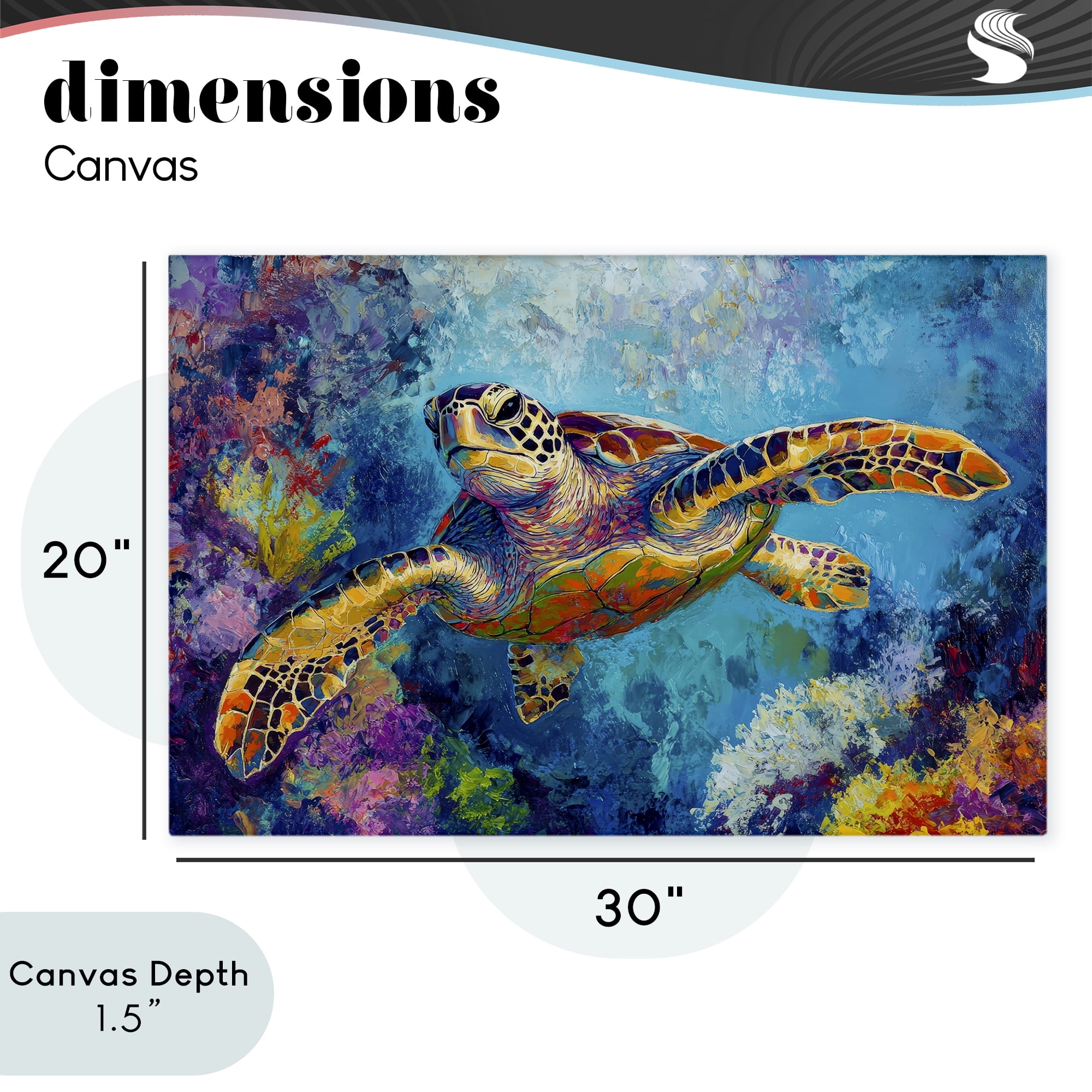 Stupell Industries Colorful Sea Turtle over Coral Canvas Wall Art, design by Petal Prints Design