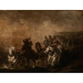 thumbnail image 3 of Piotr Michałowski 14x12 Black Modern Framed Museum Art Print Titled - Artillery Crossing a Stream (1835), 3 of 5
