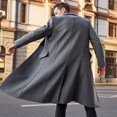 thumbnail image 3 of LYXSSBYX Winter Jackets for Men Clearance Men's British Style Solid Color Long Coat Fashionable Warm Woolen Overcoat, 3 of 7
