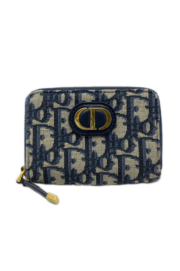 Pre-Owned Dior Oblique Jacquard 30 Montaigne Voyageur Coin Case Small S2155UTZQ_M928 Navy Gray...