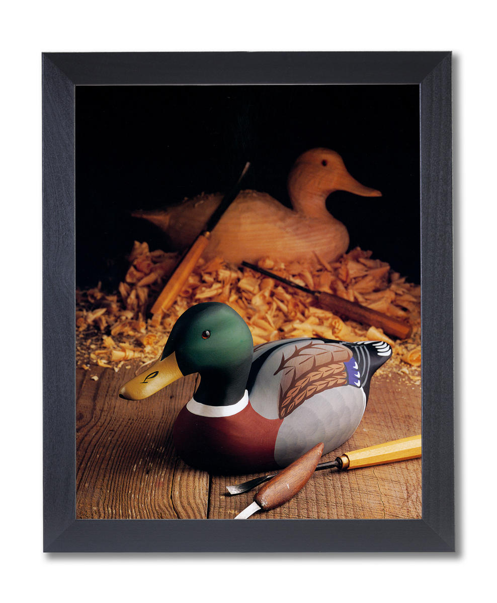 Mallard Duck Making Wood Duck Decoy Outdoor Wall Picture Black Framed