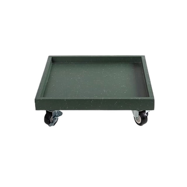 Platillo móvil cuadrado con ruedas for plantas, macetero de resina sintética for interior y exterior con bandejas de goteo