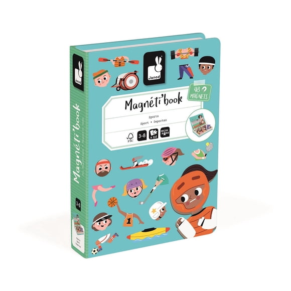 Janod • Magneti’Book Sports • 3 à 8 ans • Jeu Éducatif Magnétique pour Enfants et Tout-Petits • J02596