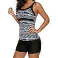 thumbnail image 4 of Women's Monochrome Geometry Print Sporty Tankini Swimsuit, 4 of 5