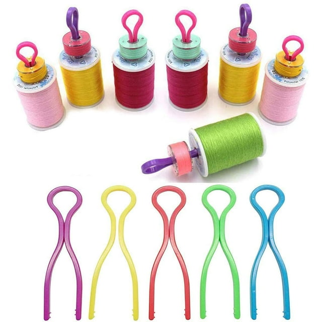 100 clips de plástico coloridos para bobinas de coser, clips de plástico para bobinas de coser, clip para carrete de hilo, 5 colores