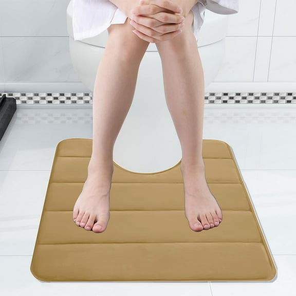 Dademeo Reduced Price Bath Mats for Bathroom Non Slip Memory Foam Toilet Bath Mat U-Shaped,Soft Non-Slip,Thick,Machine Wash for Bathroom Commode Contour Rug,Khaki